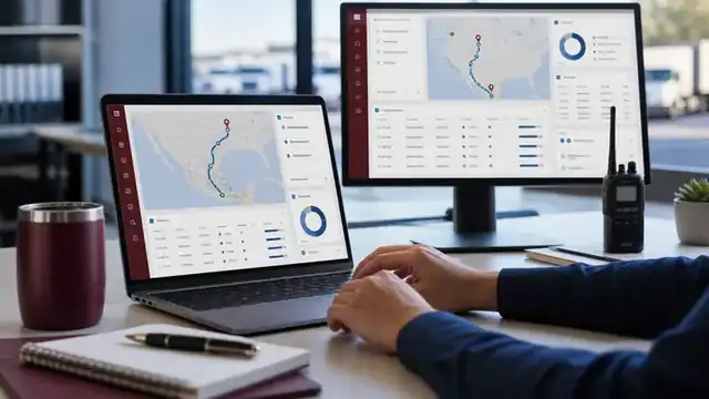 Dispatch station with route screens and fleet status